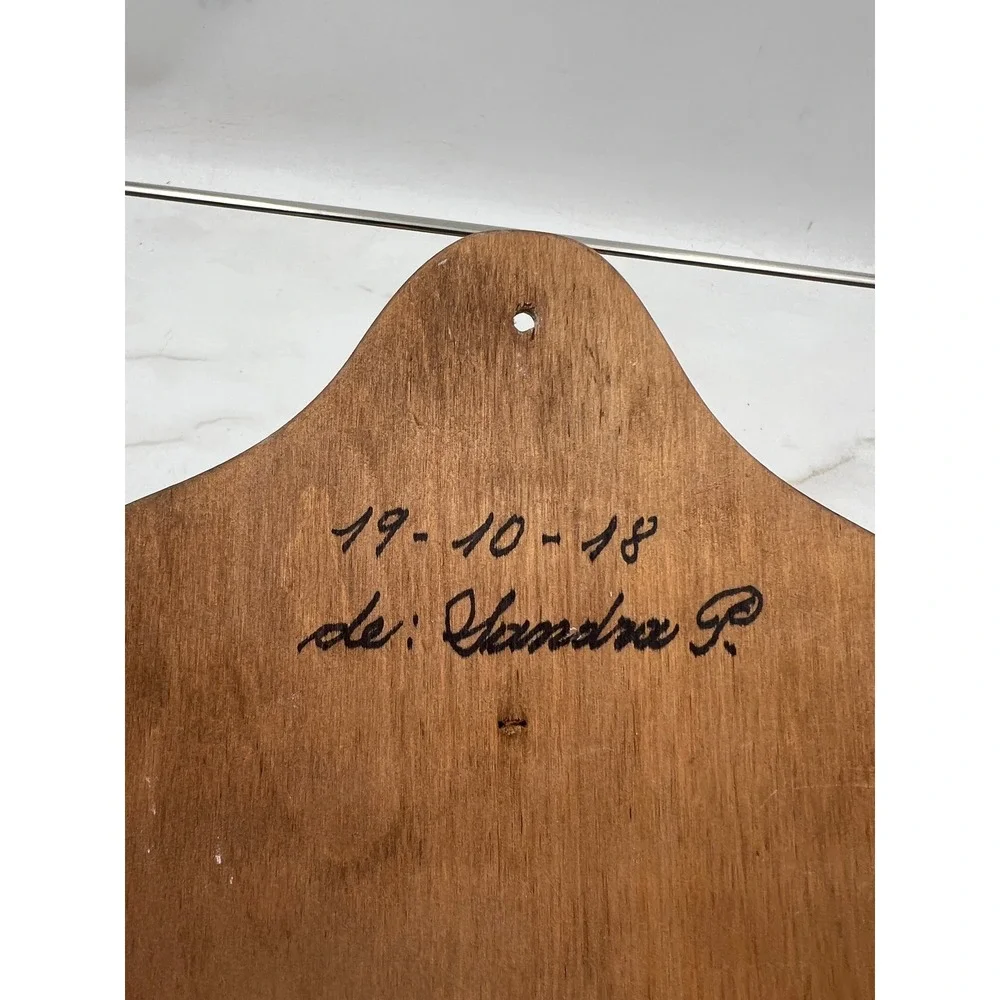 Vintage Wooden Wall Hanging Spoon Rack Display Holder 12 Slot Brown Scalloped